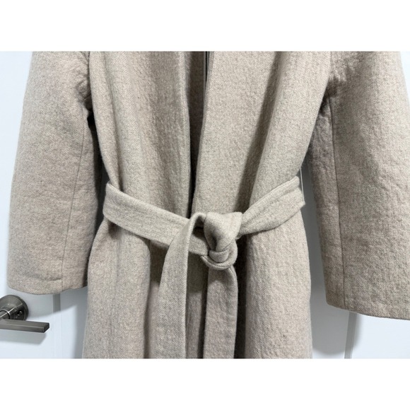 ZARA Beige Shawl‎ Collar Belted Long Coat XS Minimalistic - Picture 6 of 12